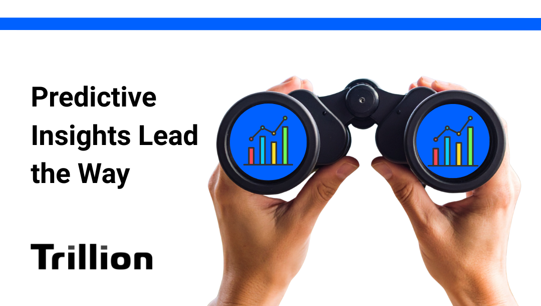 Person reviewing predictive analytics through binoculars dashboard to guide campaign decisions and optimize ROI.