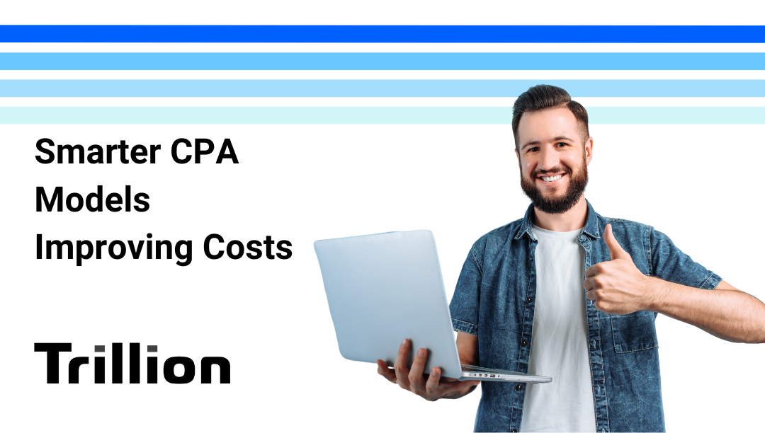 Man holding laptop with good CPA results.