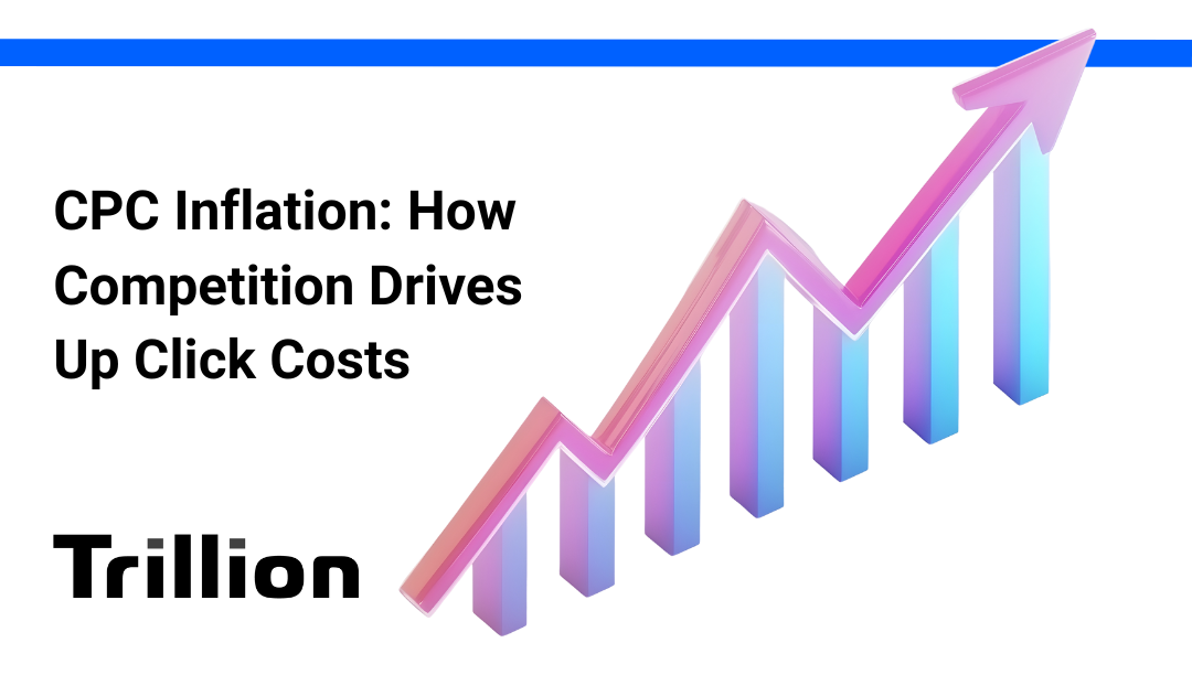 Upward arrow on chart showing CPC inflation