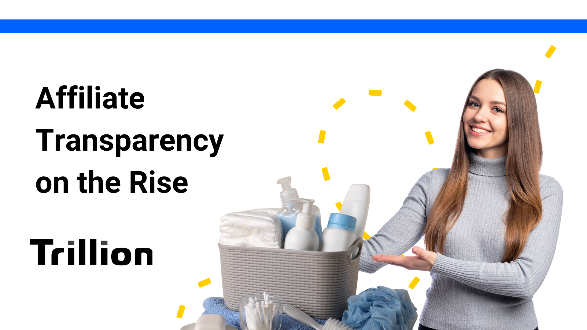 affiliate marketing woman displaying cleaning products